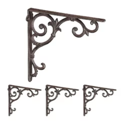 relaxdays Wandregalhalter »4 x Regalwinkel antik braun«