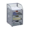 relaxdays Schreibtischaufsatz »Schreibtischorganizer Mesh 3 Schubladen«, Silber Schwarz