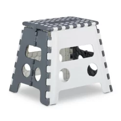 relaxdays Fußhocker »1 x klappbarer Tritthocker in Weiß-Grau«