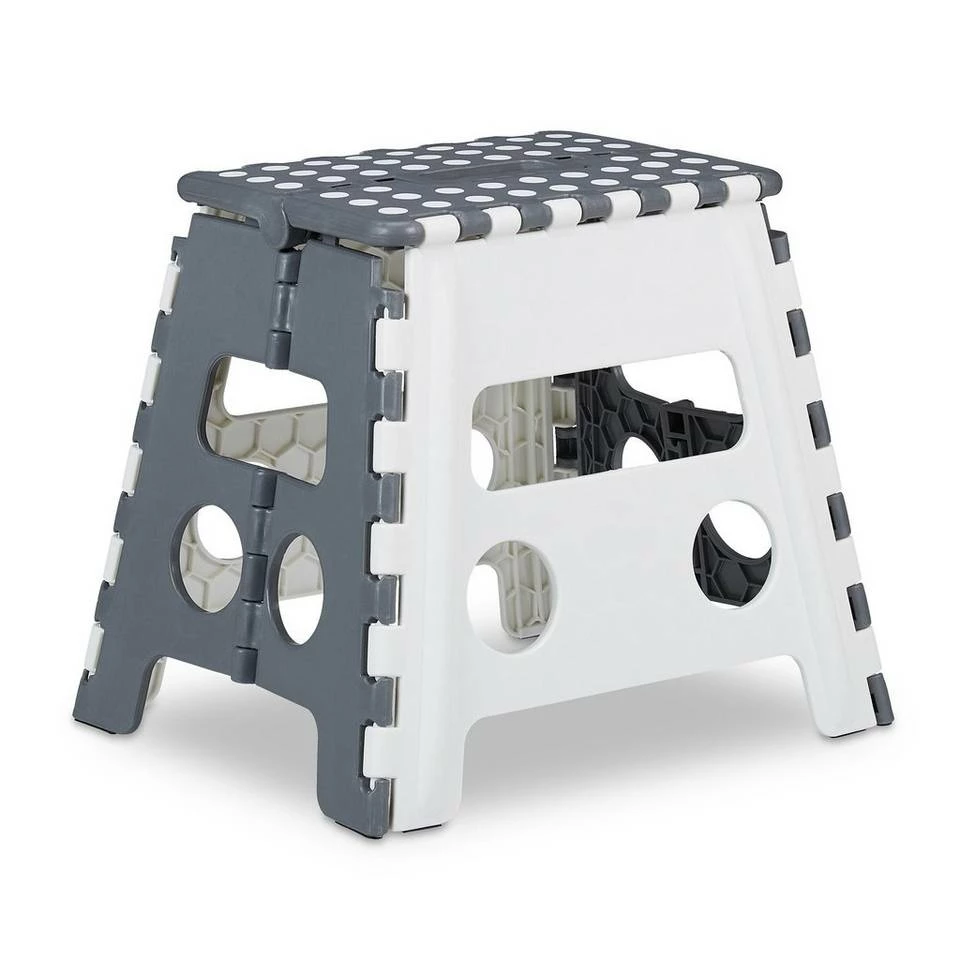 relaxdays Fußhocker »1 x klappbarer Tritthocker in Weiß-Grau«