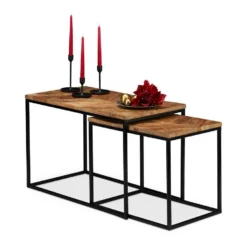 relaxdays Couchtisch »Couchtisch Mangoholz 2er Set«