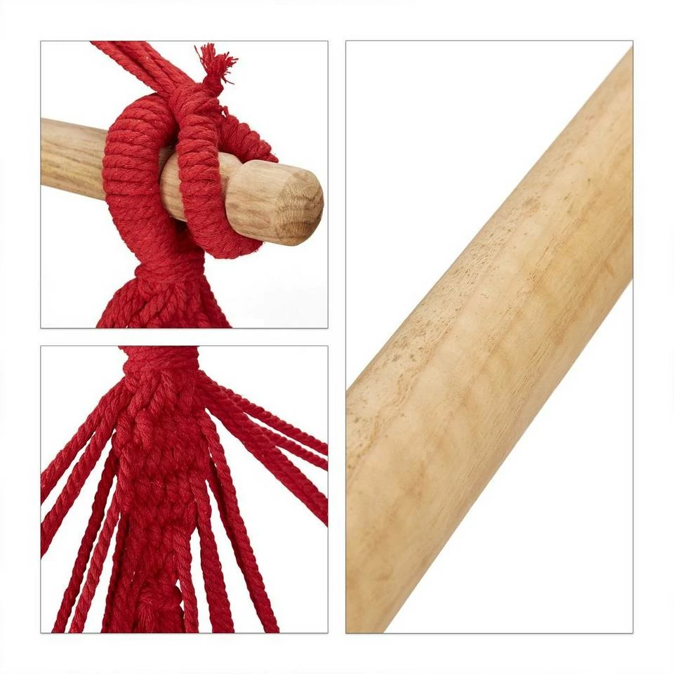 relaxdays Hängesessel »Hängesitz Baumwolle«, Gelb/Grün/Blau/Rot Braun Hellbraun, Grau Hellbraun, Creme Hellbraun, Grau Creme – Bild 6