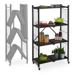 relaxdays Servierwagen »Servierwagen 4 Ebenen klappbar«, Schwarz