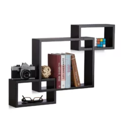 relaxdays Wandregal »Cube Regal 3 Fächer«, Schwarz Weiß Schwarz, Weiß Grün, Schwarz Weiß